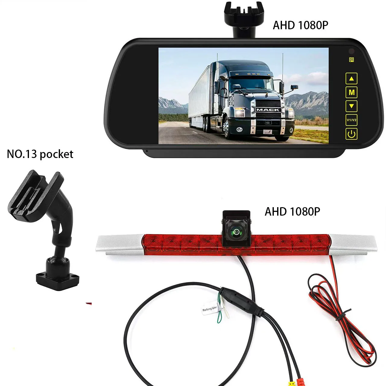 Камера заднего вида с двумя объективами стоп-сигналами для всех плоских