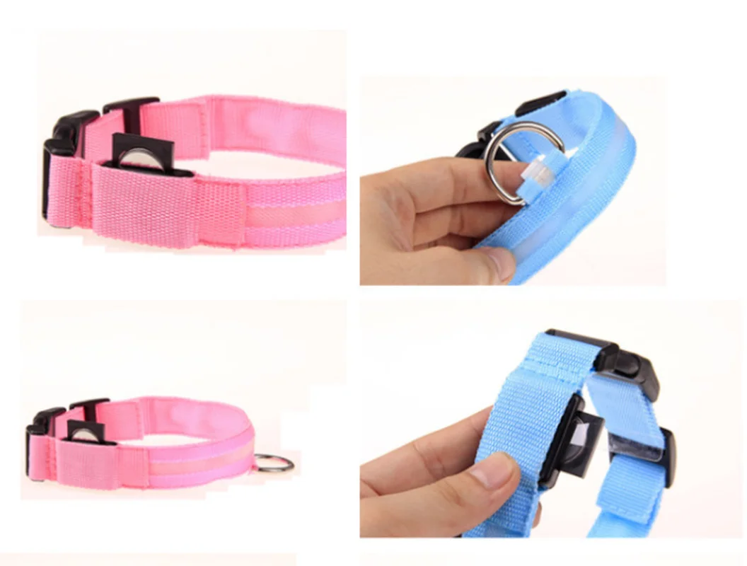 Яркий ошейник для собак светодиодный с подсветкой питанием от батарейки и кошек