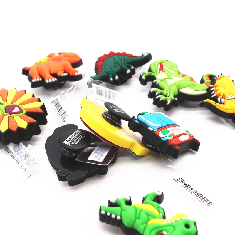 Original 1pcs Dinosaur Park PVC Shoe Charms Accessories Jurassic Raptors Sandal Decorations for Croc Jibz Kids Party X-mas Gifts images - 6
