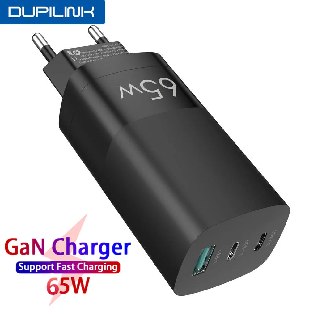 

DUPILINK GaN Charger Quick Charge 4.0 QC 3.0 65W Type C PD USB Charger Portable Fast Charger ForiP ForXiaomi QC 5.0 Laptop