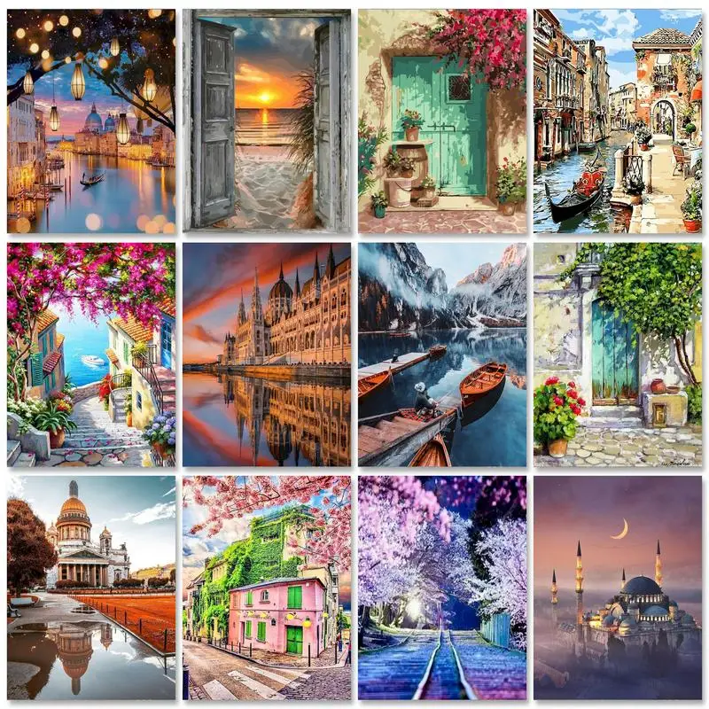 Интерьерная Краска по номерам SDOYUNO пейзаж ручная краска картина DIY Рисование