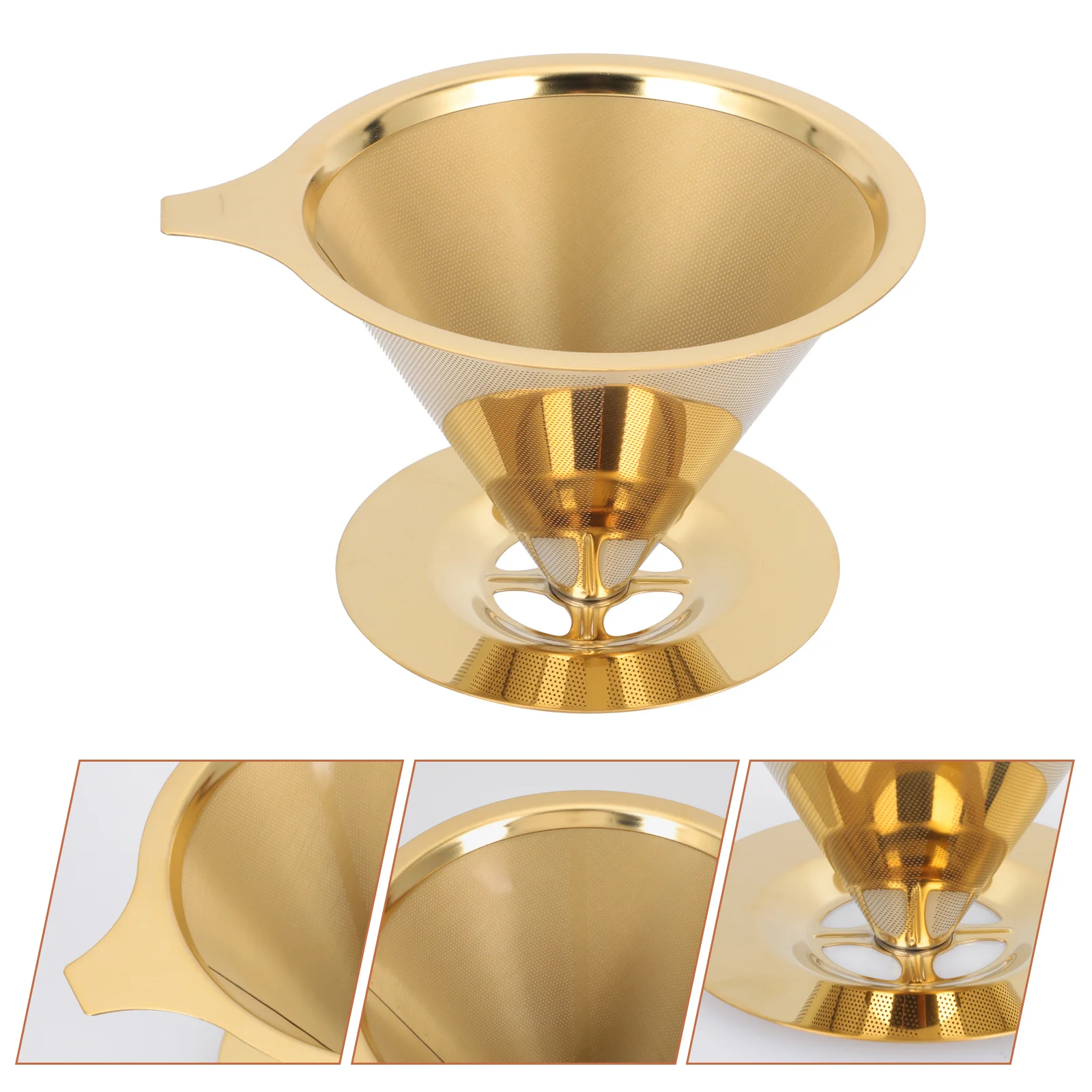 

Coffee Filter Double Layer Office Cone Dripping Water Paperless Funnel Mesh Dripper Stainless Steel