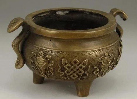 КИТАЙСКИЙ СТАРЫЙ ЛАТУННЫЙ РУЧНОЙ РОЗДЕЖНЫЙ ДРАКОН ЦВЕТОК ВНУТРЕННИЙ BURNER