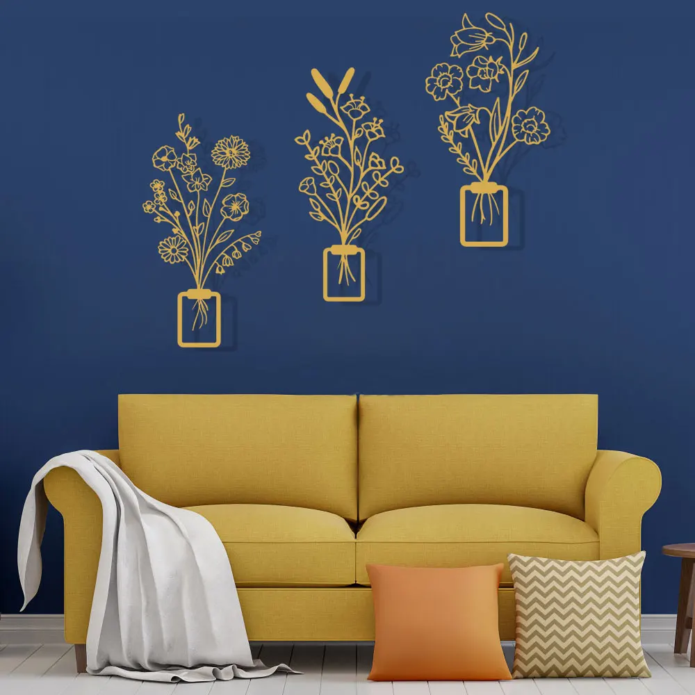 

BEEKBING Nordic 3pcs Metal Leaf Plants Wall Decor Modern Art Lines Crafts For Home Office Living Room Decoration