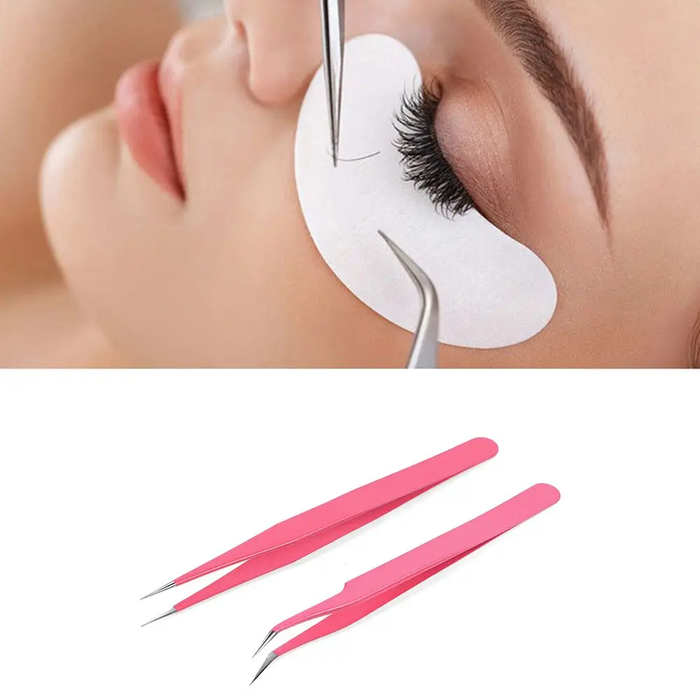 

Makeup Eyelash Tweezer Professional Tweezers Straight+Bend Eyelash Extensions Nail Art Rhinestone Crystal Tweezer Grafting Tool