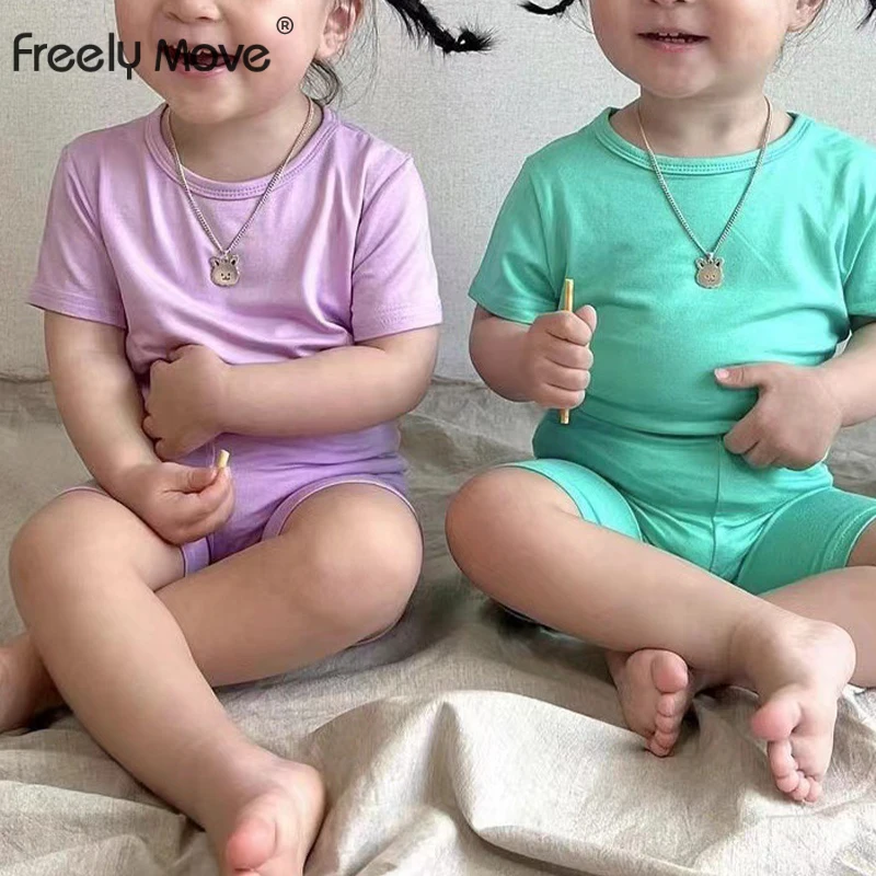 

Freely Move 2 Pcs Girls Clothing Sets 2022 Summer Baby Girls Clothes Cotton Brief Pyjamas Kids Children Clothes Suits Summer