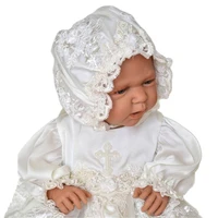 new baby infant dress white ivory baby girls christening gown lace tulle long baptism dress with headband toddler gown