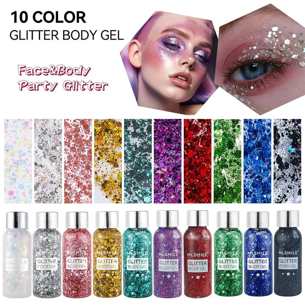 

30ml Gel Glitter For The Body Irregular Sequins Holographic Glitter Multi-use Eyeshadow Shimmer Flake Festival Face Body De M8S1