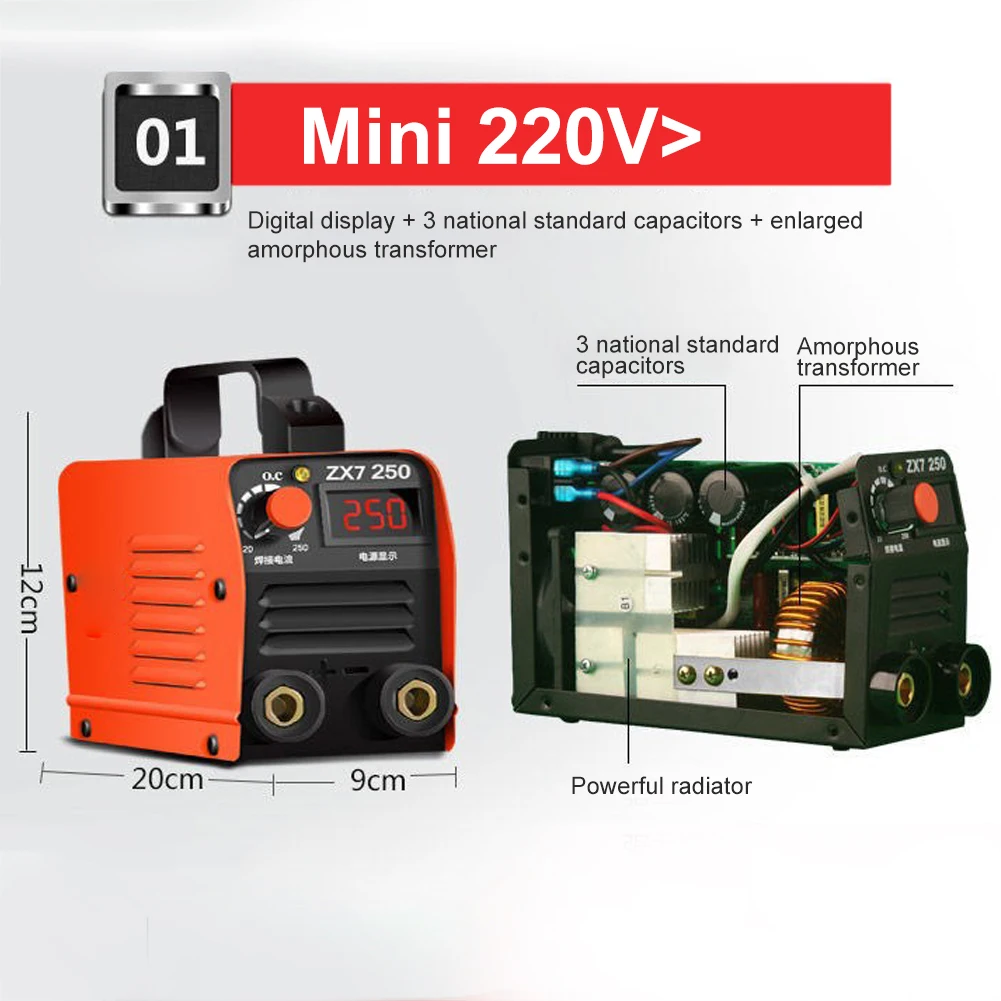 220V ARC Welder 250A ZX7-250 DC Inverter portable welder Inverter Welding Machines for Home car Beginner