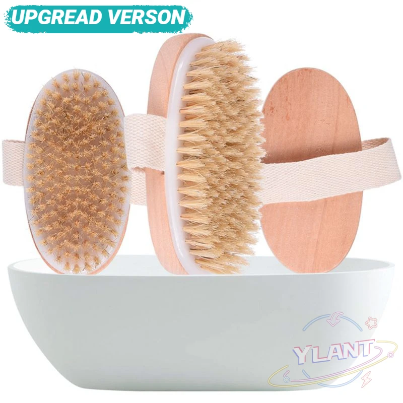 

Natural Boar Bristles Dry Body Brush Wooden Oval Shower Bath Brushes Exfoliating Massage Cellulite Treatment Blood Circulation
