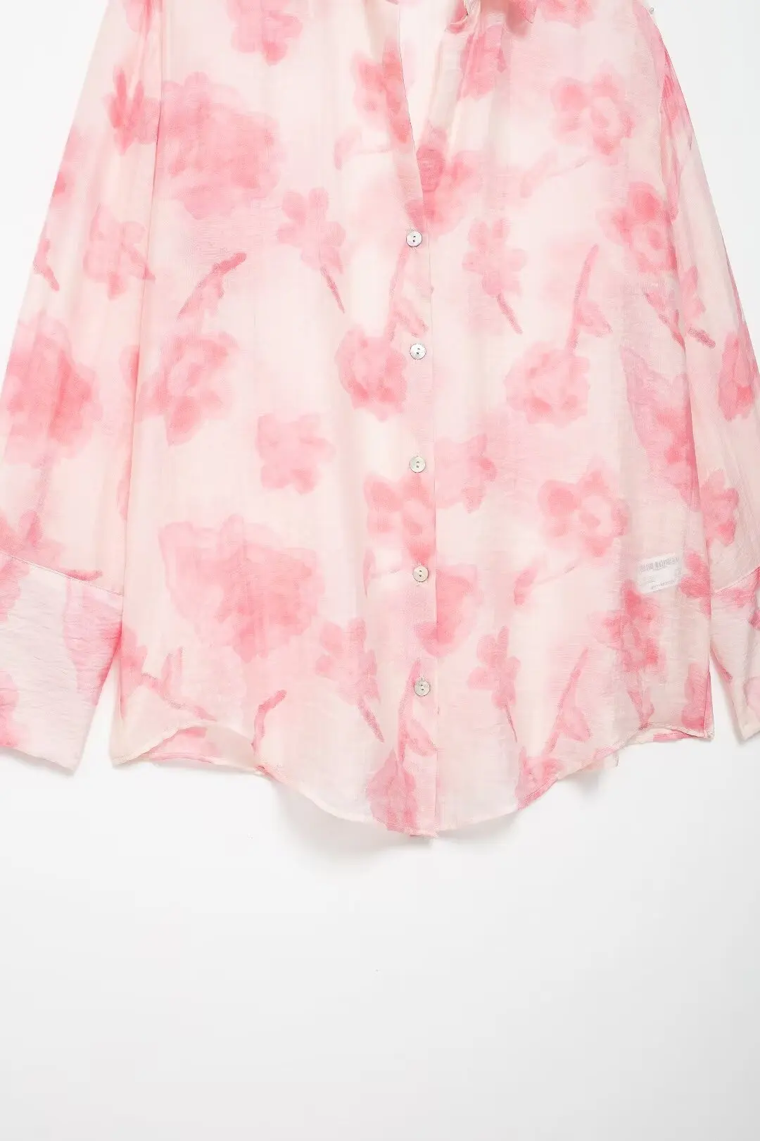 Блузка женская оверсайз с цветочным принтом и длинным рукавом