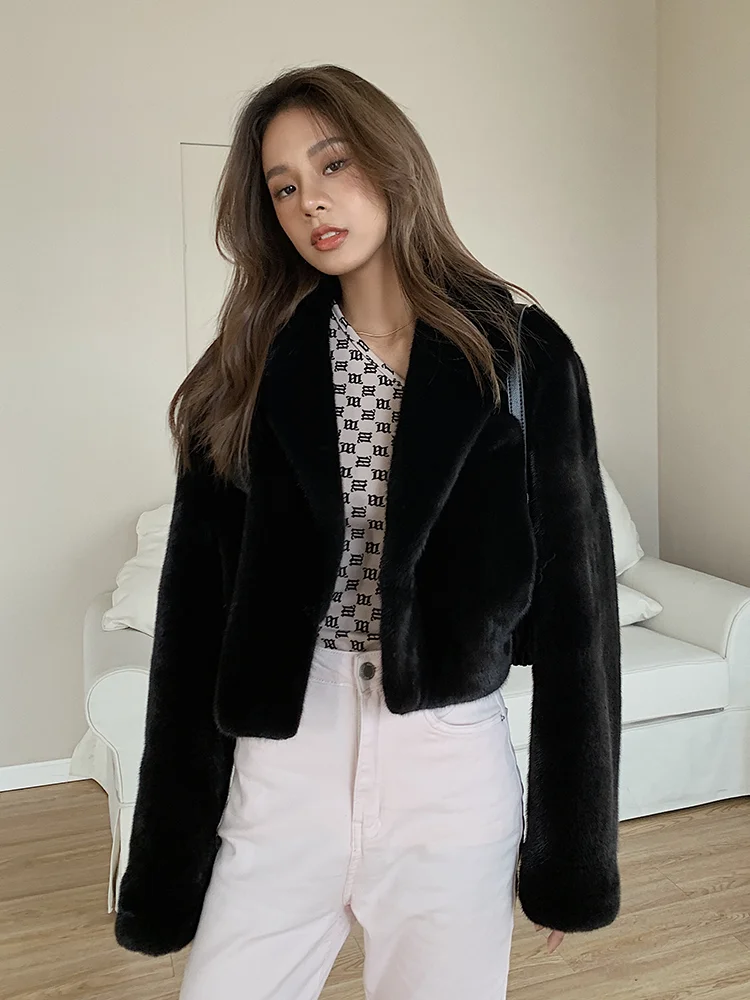 HDHOHR 2023 New Natural Mink Fur Coats Women High Quality Real Mink Fur Coats Outwear Park With Fur Female Warm Winter Jacket