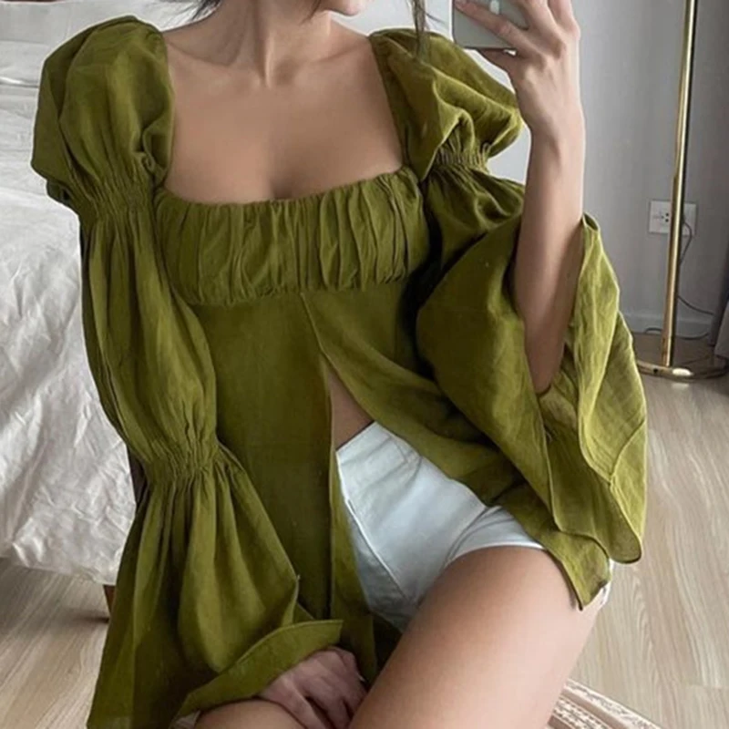 

2 Pieces Female Suit Set, Summer Solid Color Turn-Down Collar Long Sleeve Shirt+ Shorts with Pockets for Ladies, S/M/L