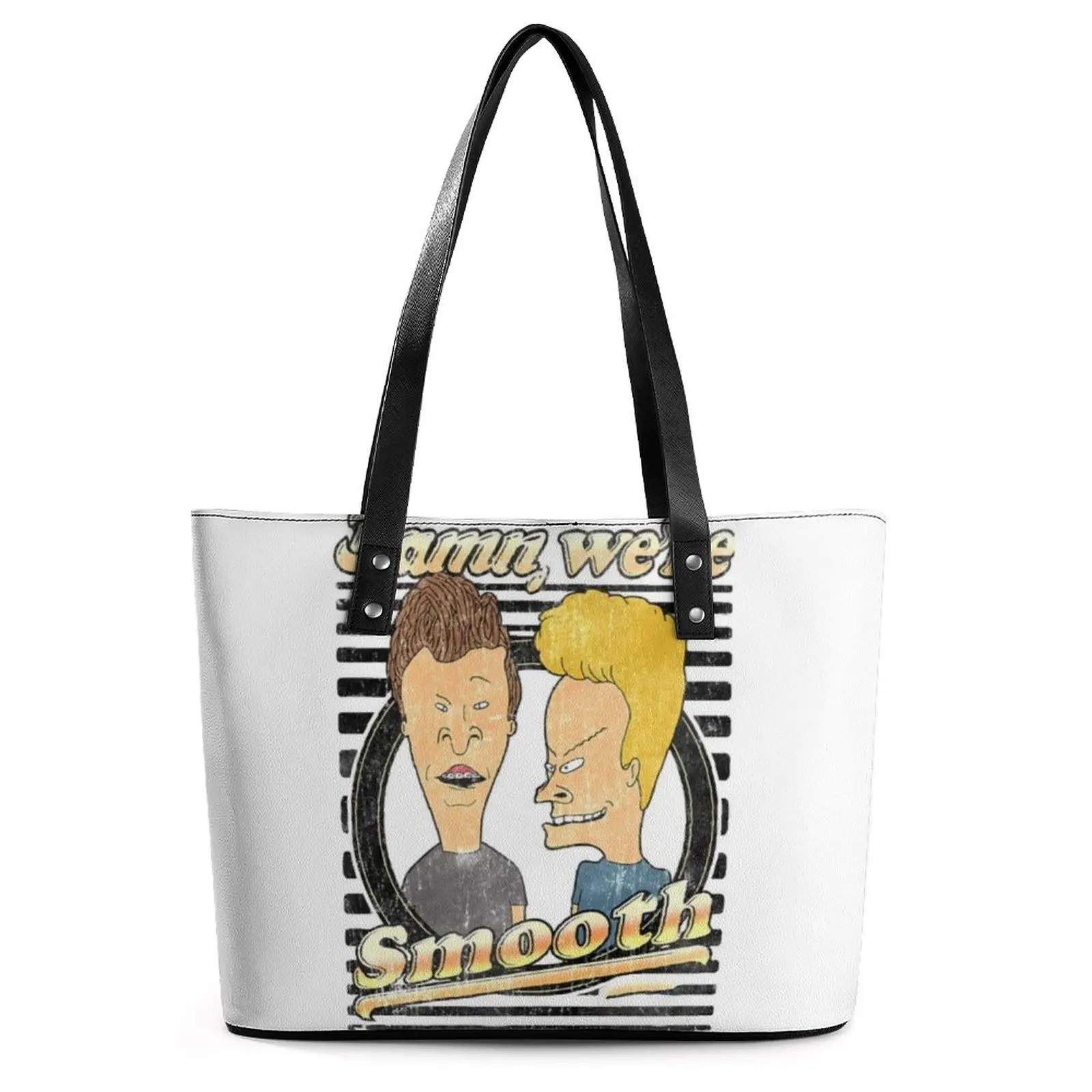 

Beavis Butthead Handbags Smooth Portrait Cartoon Business Tote Bag Student Aesthetic Shoulder Bag Print Ziplock Shopping Bags