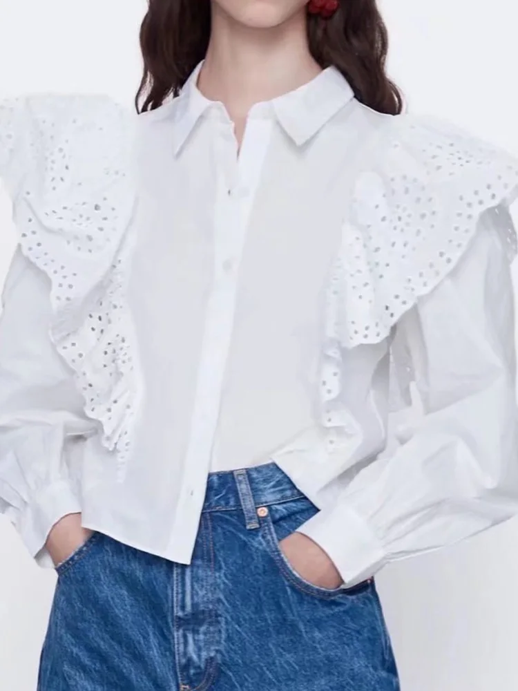 

Vacation Solid Collar Regular Sleeve Ruffle Spring/autumn