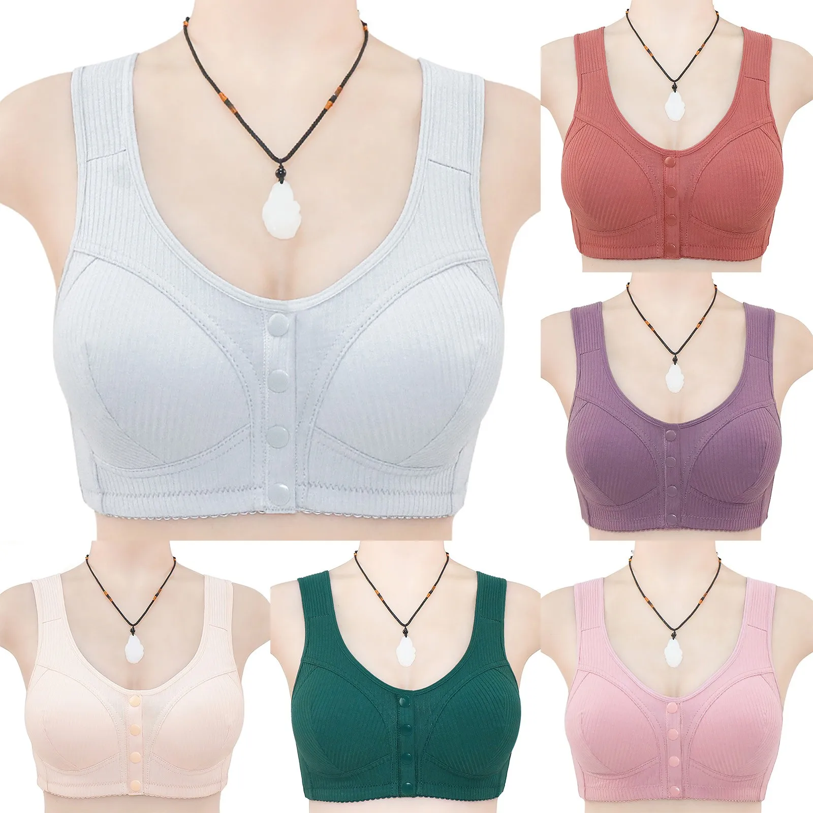 Полный хлопковый бюстгальтер с застежкой спереди жилет женское нижнее белье