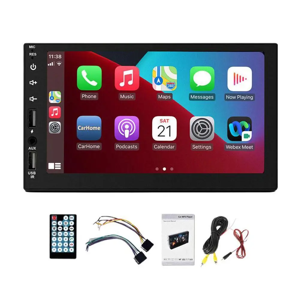 

Автомагнитола CARPLAY, мультимедийный проигрыватель 2 Din с экраном 7 дюймов HD, MP5, радио, Bluetooth, USB, TF, FM-камерой