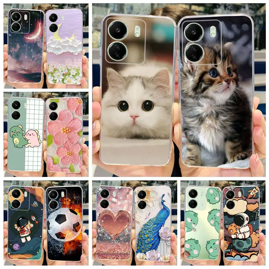 Чехол для Xiaomi Redmi 13C 4G чехол с рисунком милого кота прозрачный силиконовый мягкий