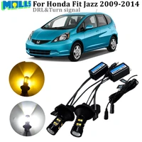 led drl daytime running light front turn signals all in one wy21w 7440 t20 car led light fit for honda jazz fit 2009