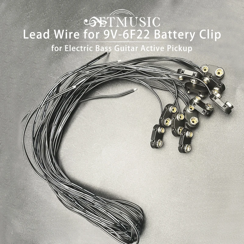 

15Pcs Lead Wire for 9V-6F22 Battery Clip Holder Connectors Plug Snap Soft Battery Buckle for Electric Bass Guitar Active Pickup