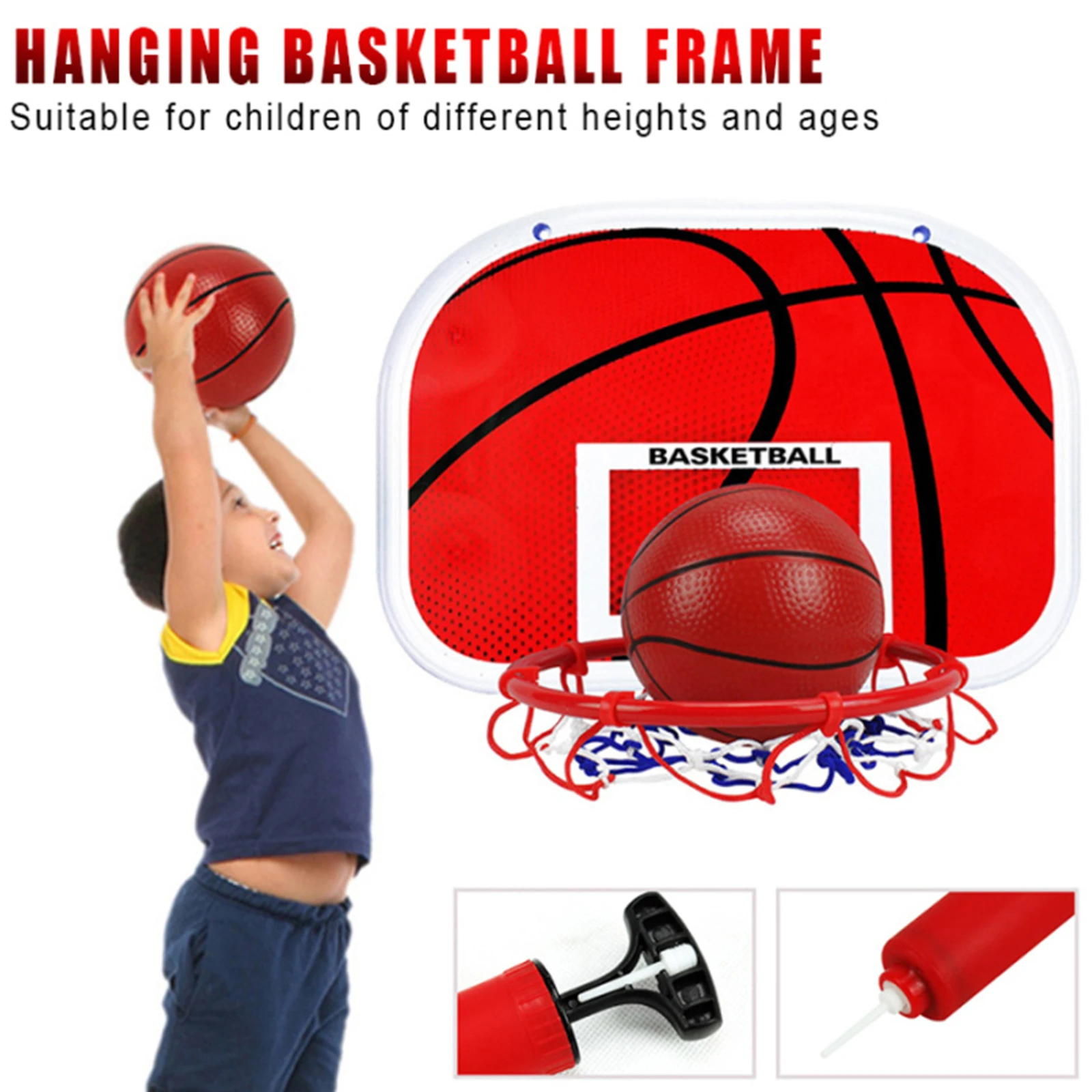 

Children Mobile Mini Basketball Hoop 2 Balls And 1 Air Pump Trampoline Basketball Hoop Gift For Kids Basketball Accessories