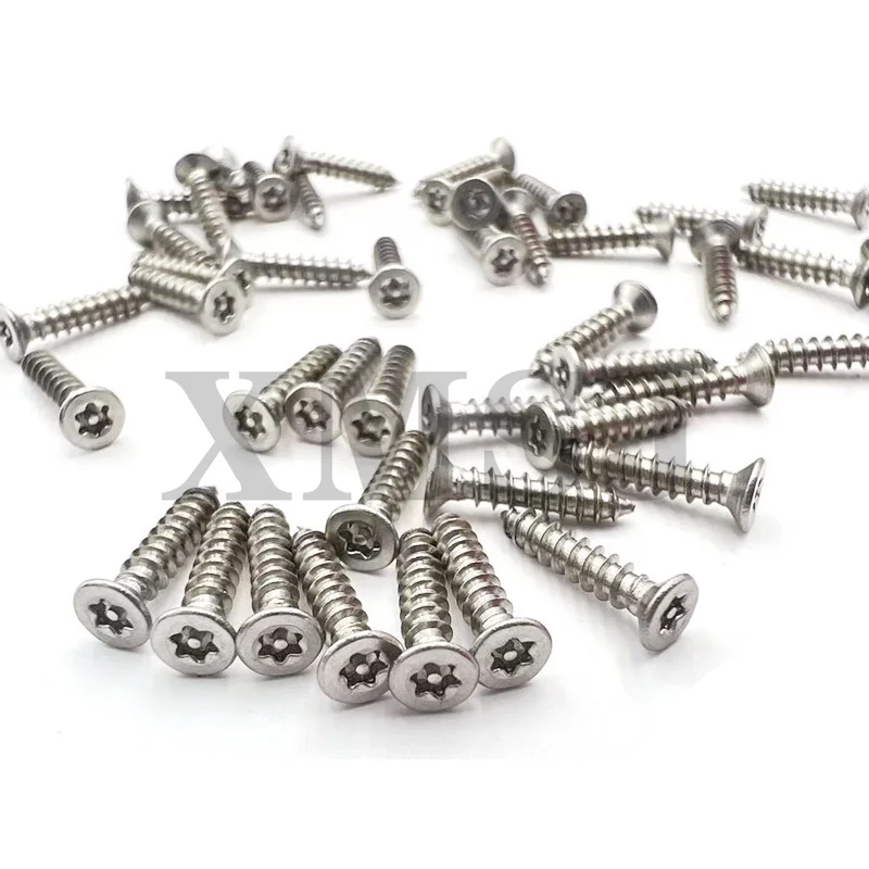 

10pcs M2.9 M3.5 M3.9 M4.2 M4.8 304 Stainless Steel Six Lobe Torx Flat Countersunk Head with Pin Security Self-tapping Wood Screw