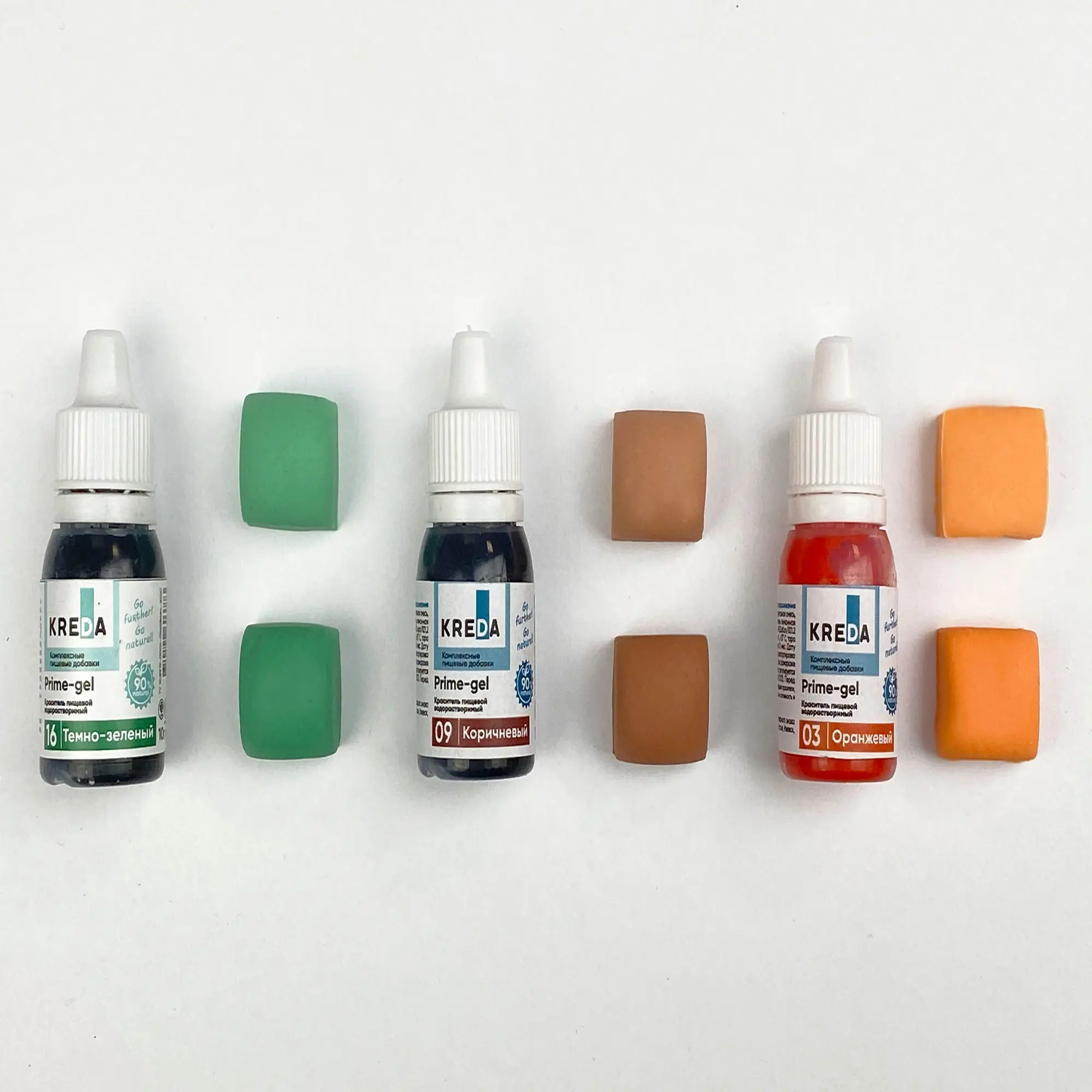 Фото Универсальные гелевые красители KREDA Prime-gel для кулинарии,мыловарения,слаймов комплект из 3 шт по 10мл №1