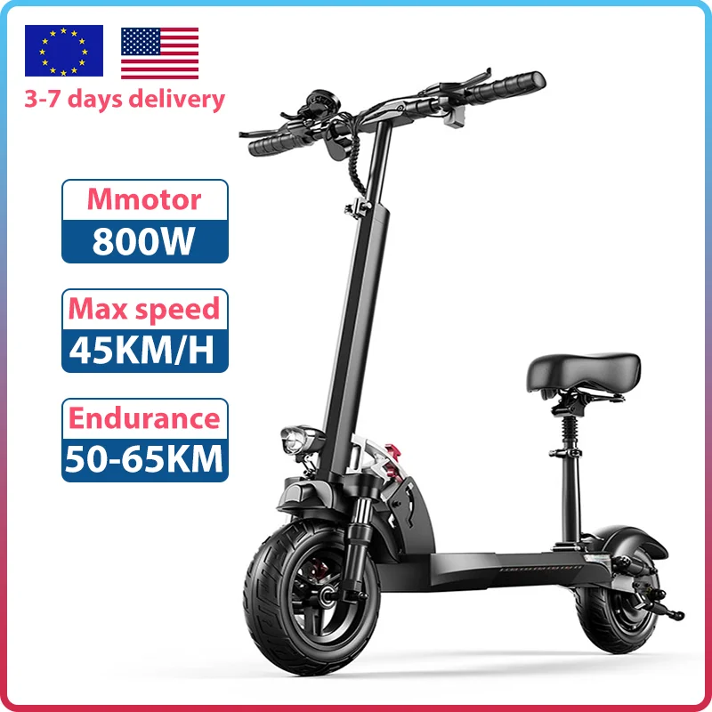 800w 48v15a Foldable Electric Kick Scoot With Seat Max Speed