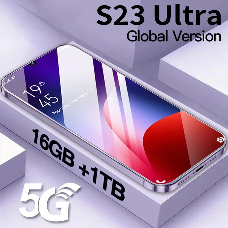 

SmartPhone S23 Ultra 7.0 HD Camera 5G Internet Celulares 16GB+1T Dual Sim Card 6800mAh Unlocked Mobile Phones Android Cell Phone