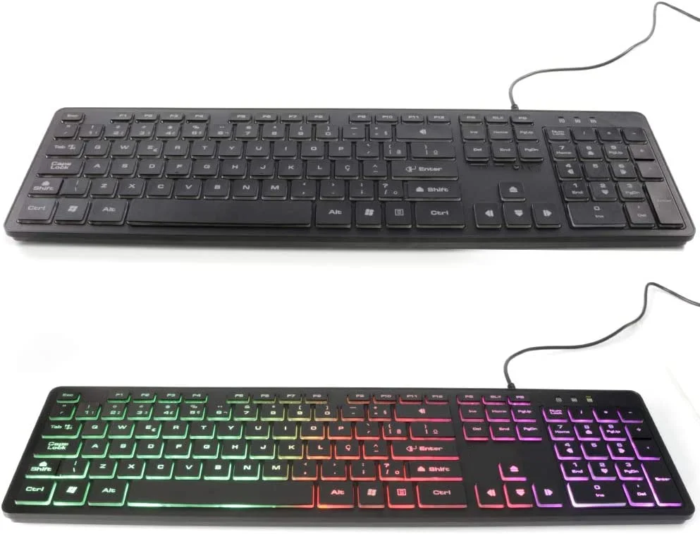 

2023 Slim LED Retroiluminado Gamer Teclado Impermeável de Tipo Chocolate para Windows Mac Laptop, Suave e Silencioso com USB