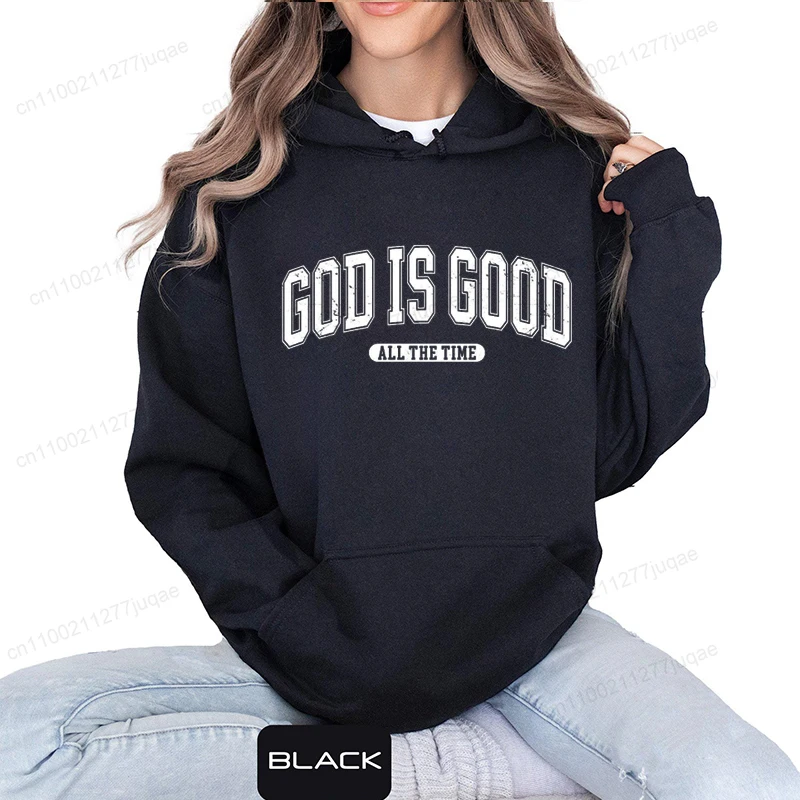 Фото Христианский свитшот в стиле ретро, толстовки с капюшоном God Is Good All The Time, христианская рождественская спортивная одежда, толстовка Faith Fleeece для женщин, топ №1