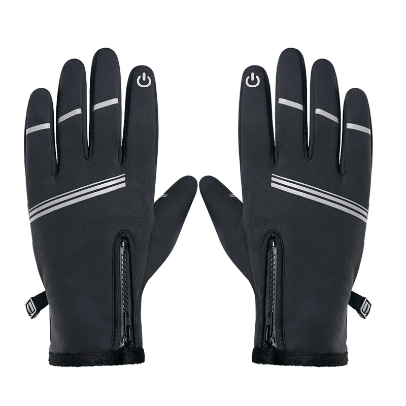 Winter Riding Gloves Contact Screen Waterproof Gloves Plus Velvet Windproof Cold-Proof Motorcycle Bike Riding Gloves