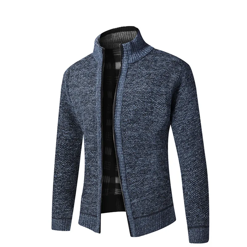 

2022 Slim Fit Stand Collar Zipper Sweater Men Winter High Quality Solid Cotton Jacket Male Warm Top Casual Fashion Pocket Coat