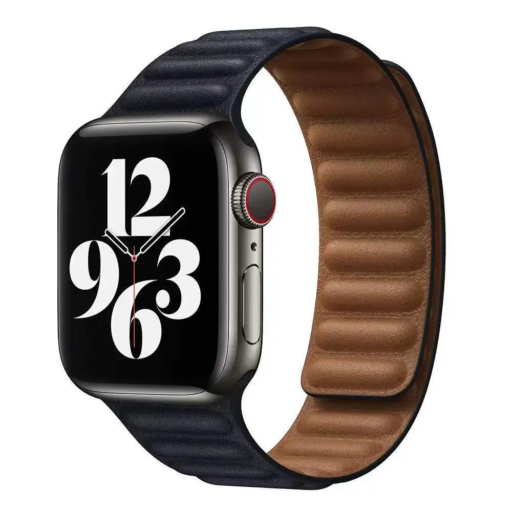 Leather Strap for Apple Watch Band 44mm 45mm 41mm 42mm 40mm 38mm Magnetic Wristband Bracelet for Iwatch Series 8 SE 7 6 5 3