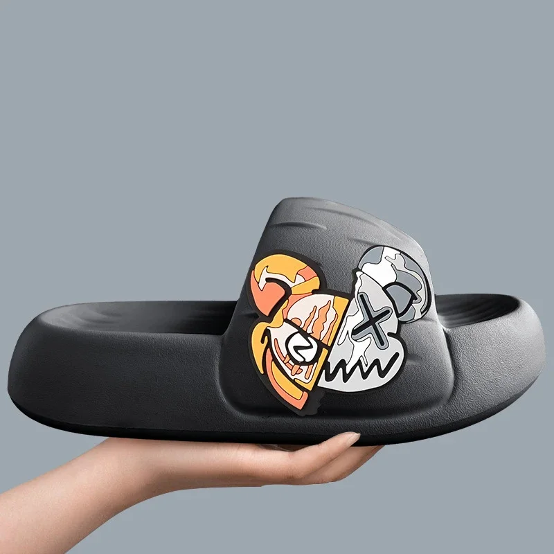 

Men Slippers Thick Sole Personality Graffiti Shoes For Men Soft Bottom Non-slip Women Slipper Casual Shoes Beach Indoor Sandals