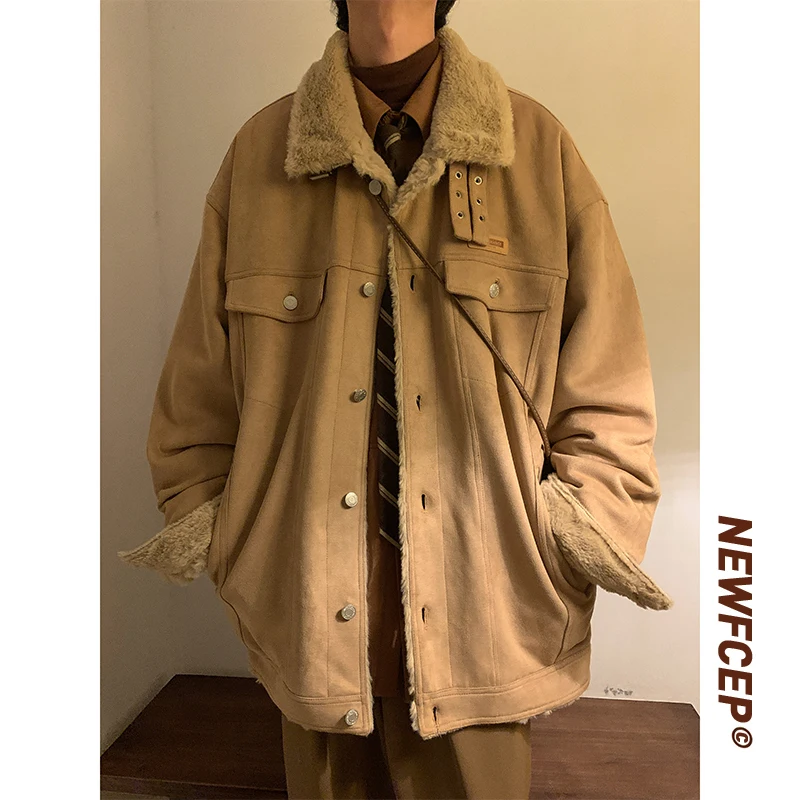 Winter Jacket Men Warm Fashion Thick Suede Jackets Mens Streetwear Korean Loose Short Coat Mens Thicken Lamb Fur Jacket M-2XL