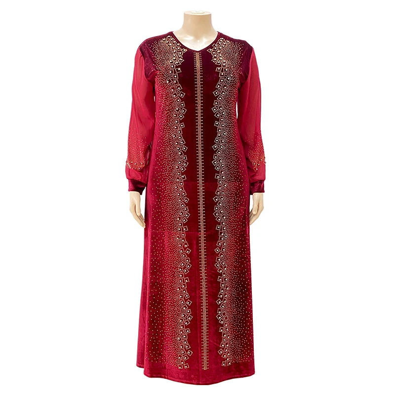вечернее платье абая женская Дубай Модное бархатное мусульманское с V-образным