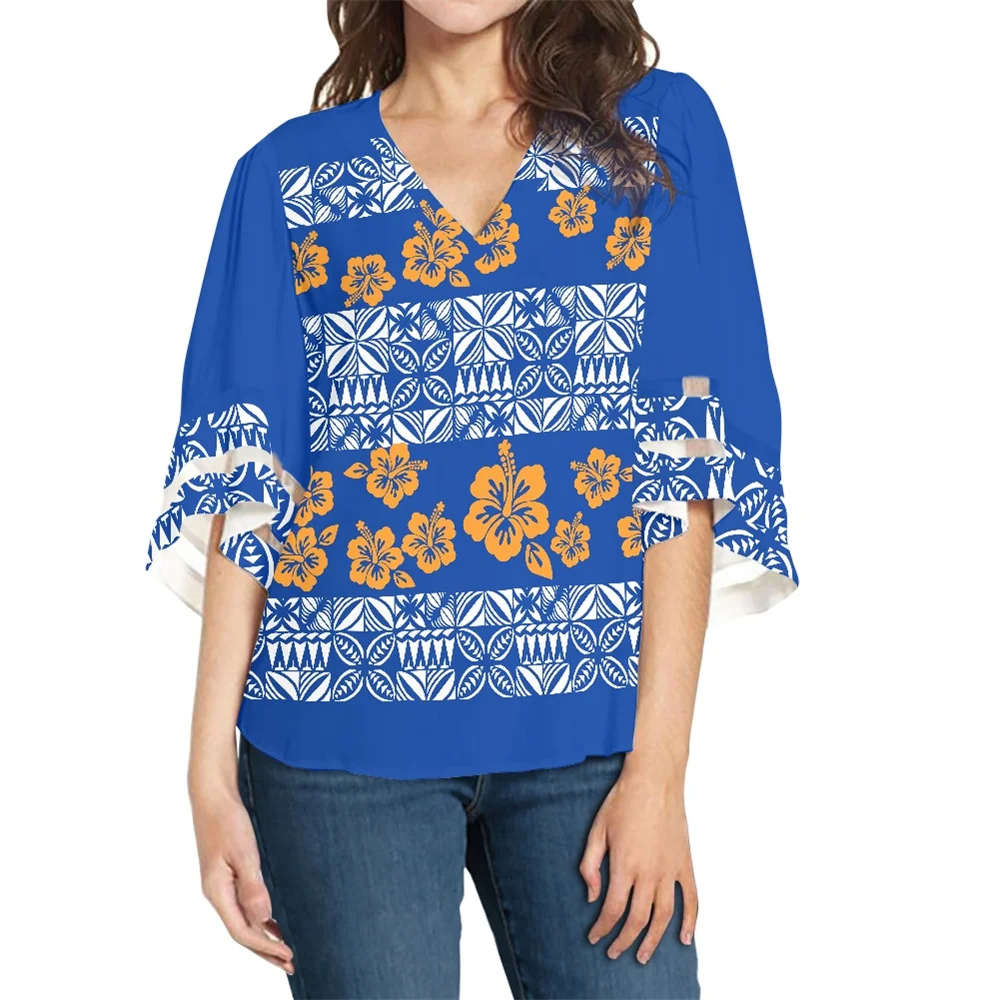 

Женская шифоновая блузка с коротким рукавом и V-образным вырезом