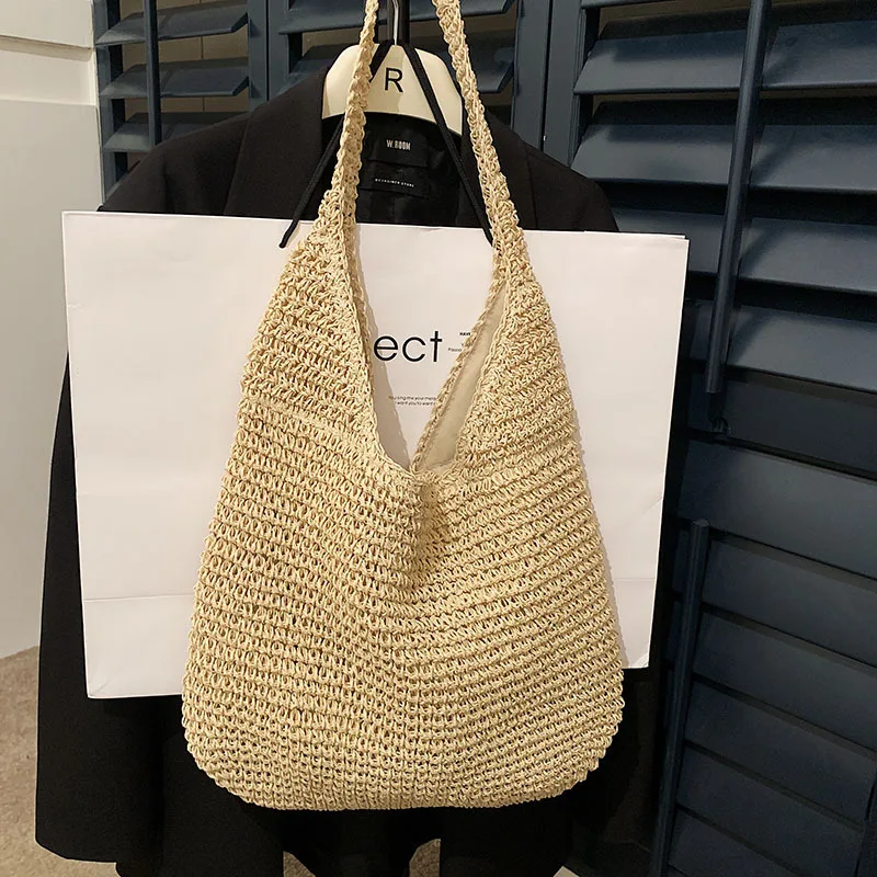 

Summer Straw Bag For Women Woven Handmade Handbag Large Capacity Lady Tote Bag Vacation Beach Bag Rattan Shoulder Bag Bolsa