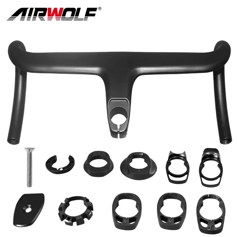 

Airwolf Road Bike Full Carbon Fiber Stem Integrated Bicycle Handlebar Ultra Light UD Cycling Parts Accessories Free Shipping