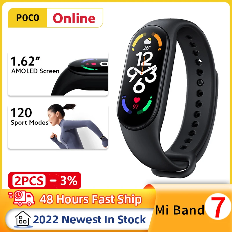 Смарт-браслет Xiaomi Mi Band 7 2022 Новейший 1 62-дюймовый AMOLED-экран 120 режимов тренировок