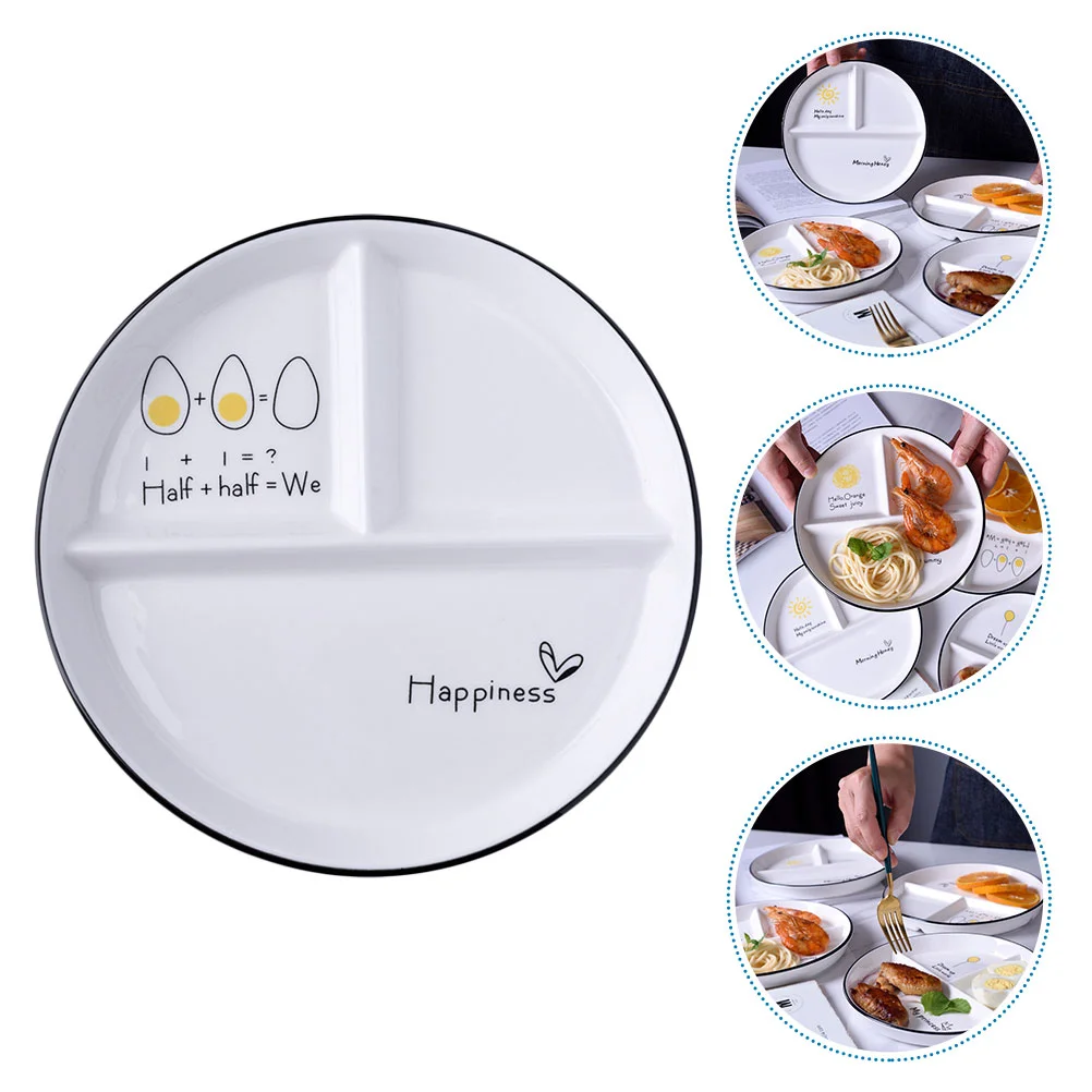 

Plate Plates Divided Portion Ceramic Dish Kids Control Porcelain Weight Loss Dinner Bariatric Adults Steak Compartment Round