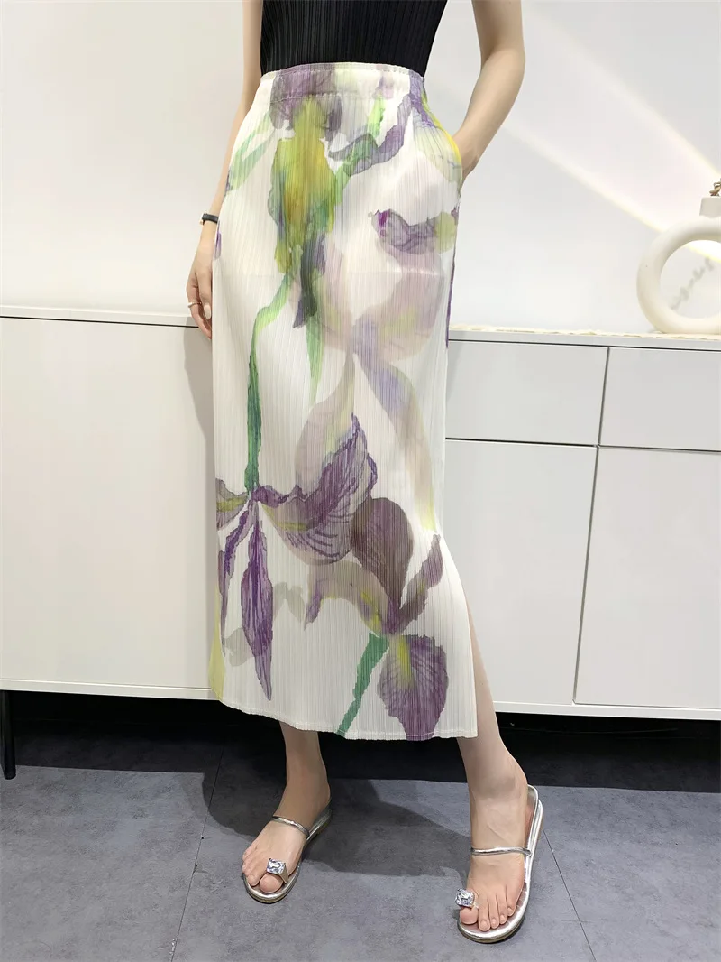 

Miyake Printed Dress Women's 2023 Summer New Niche Age-Reducing Draped Dress Versatile Mid-Length Skirt