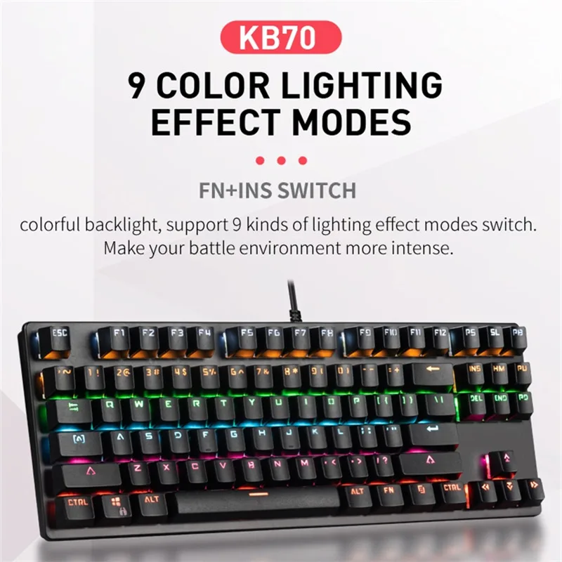 

Gaming Mechanical Keyboard Backlit Keyboard 87key Anti-ghosting LED USB Wired For Gamer PC Laptop For Windows/Android/Mac/iOS