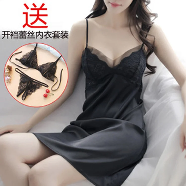 

sexy underwear pajamas lingerie nightdress Womens Ladies lingerie tease open file bed transparent dew breast small chest