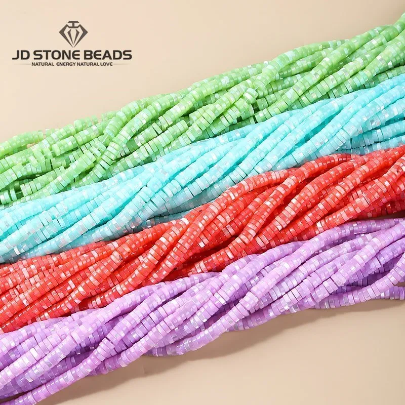 

6*2mm Natural White Shell Beads Cylindrical Flat Spacer Shape Colorful Dyed Bead For Jewelry Making Diy Bracelet Accessory
