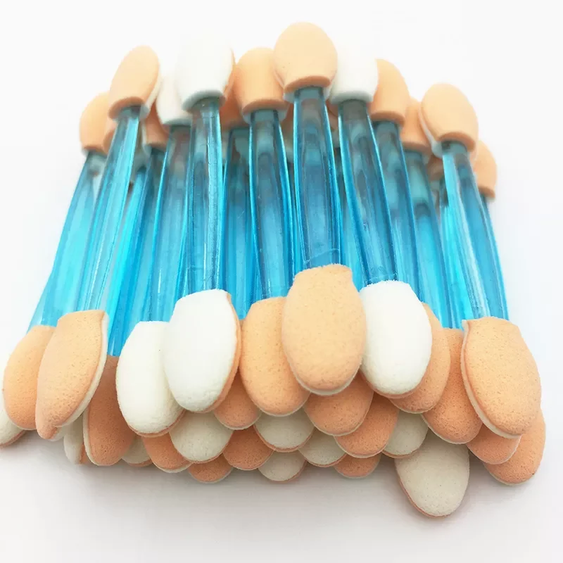 

NEW Disposable Dual Sided Eyeshadow Brush Sponge Tipped Oval Makeup Applicator Blue Colors Full Professional Makeups