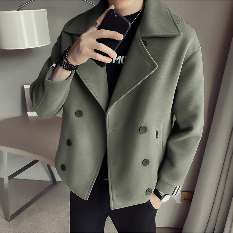 

Colorcasual Style Men's Short Fashion Coat Coat Autumn High-quality Woolen Comfortable And Winter Eusize Windbreaker Korean Pure