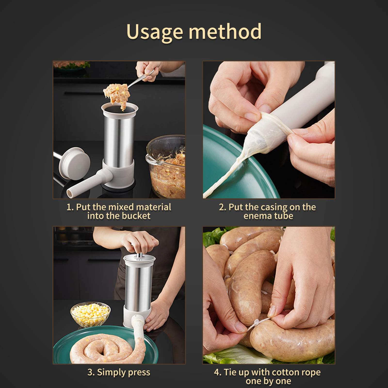 Колбасный шприц из нержавеющей стали горизонтальная колбасница кухонный