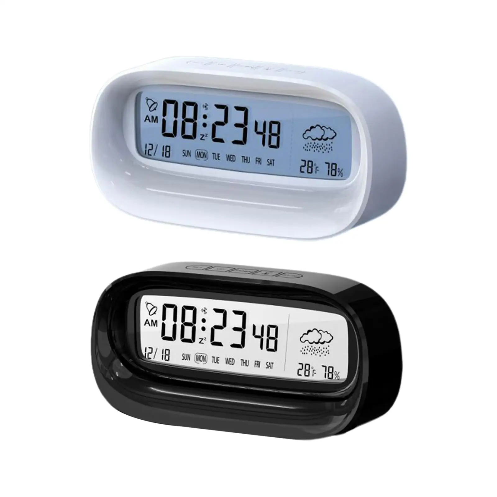 Large Display With Date, Time And Week Snooze Mode Weather Monitor For Nightstand Hotel Decor